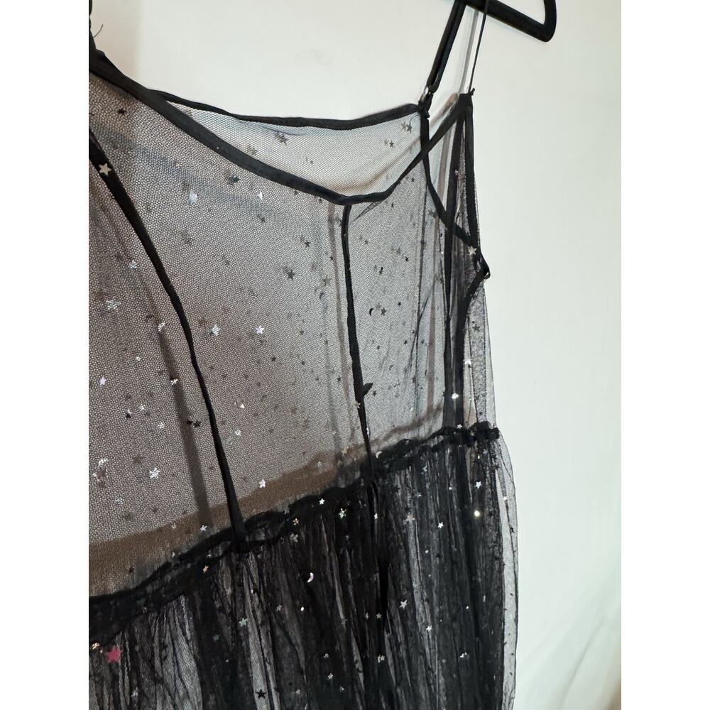 Witchy Sheer Dress Women S M Black Star Moon Mesh Fairy Grunge Whimsy Goth Pinup - Picture 10 of 11